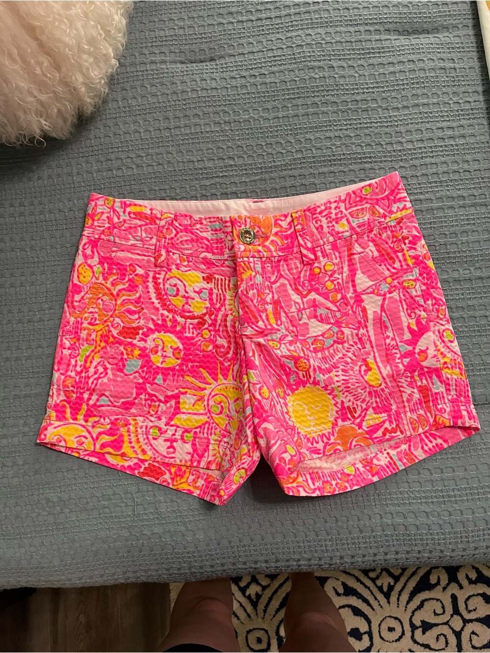 Lilly Pulitzer Pink & Yellow Patterned Jean Shorts